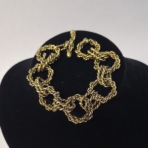 Chunky Twisted Link Gold Chain Bracelet